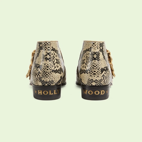 NIB GUCCI Embossed Buckled Ankle Boots - Picture 4 of 7